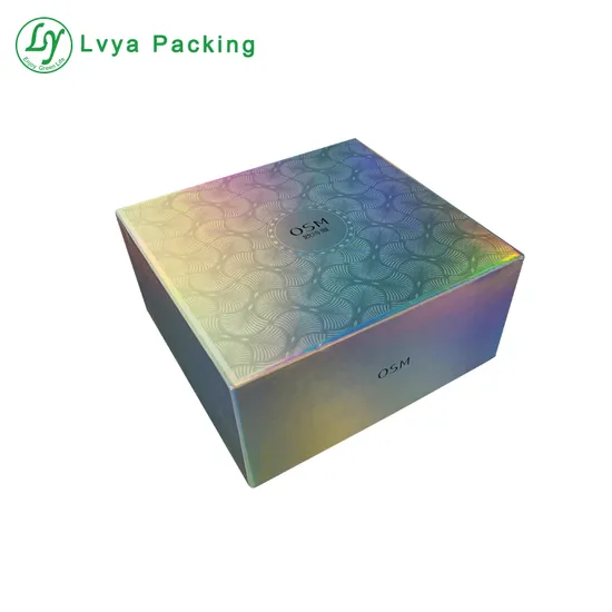 Cosmetics Custom Cardboard Laser Printing Hologram Base and Lid Paper Packaging Box with Logo Print 